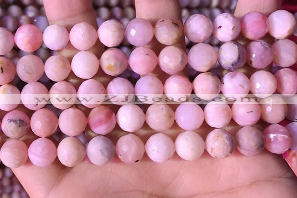 COP1744 15.5 inches 9mm faceted round natural pink opal beads