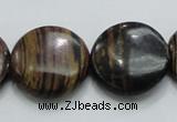 COP214 15.5 inches 25mm flat round natural brown opal gemstone beads