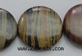 COP215 15.5 inches 30mm flat round natural brown opal gemstone beads