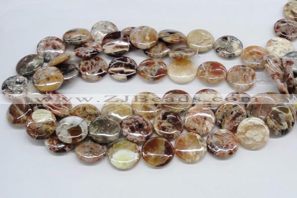 COP308 15.5 inches 22mm flat round brandy opal gemstone beads wholesale