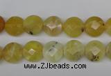 COP345 15.5 inches 10mm faceted coin yellow opal gemstone beads