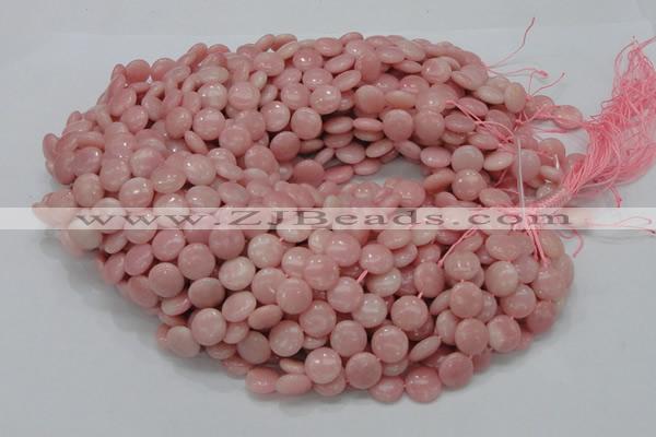 COP414 15.5 inches 12mm flat round Chinese pink opal gemstone beads