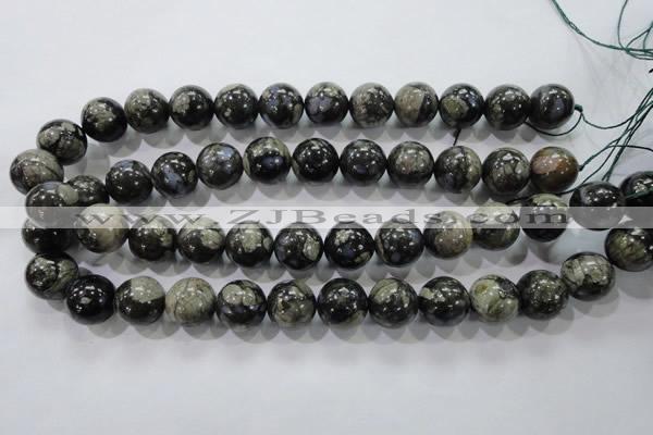 COP457 15.5 inches 16mm round natural grey opal gemstone beads