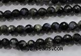 COP461 15.5 inches 6mm faceted round natural grey opal gemstone beads