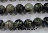 COP463 15.5 inches 10mm faceted round natural grey opal gemstone beads