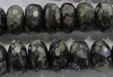 COP477 15.5 inches 10*16mm faceted rondelle natural grey opal beads