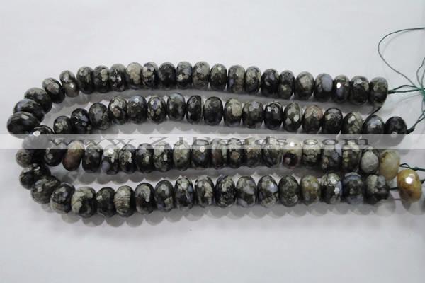 COP477 15.5 inches 10*16mm faceted rondelle natural grey opal beads