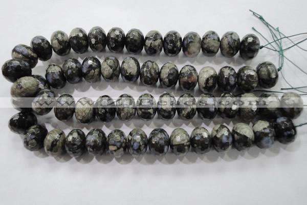 COP479 15.5 inches 15*20mm faceted rondelle natural grey opal beads