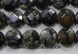 COP481 15.5 inches 12mm faceted coin natural grey opal beads