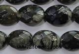 COP487 15.5 inches 13*18mm faceted oval natural grey opal beads