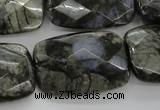 COP491 15.5 inches 20*30mm faceted rectangle natural grey opal beads