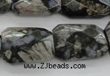 COP492 18*25mm faceted & twisted rectangle natural grey opal beads