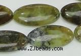 COP554 15.5 inches 15*30mm oval yellow & green natural opal beads
