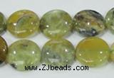 COP558 15.5 inches 18mm flat round natural yellow & green opal beads