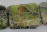 COP573 15.5 inches 30*40mm rectangle natural yellow & green opal beads