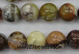 COP591 15.5 inches 14mm round natural yellow & green opal beads