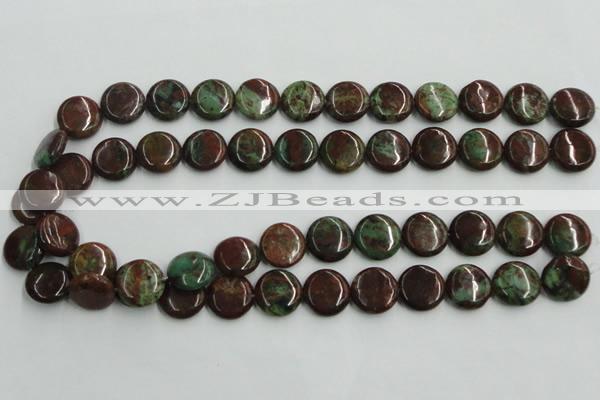 COP604 15.5 inches 16mm flat round green opal gemstone beads