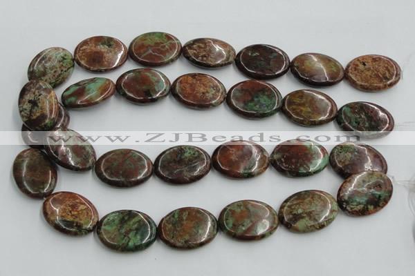 COP609 15.5 inches 22*30mm oval green opal gemstone beads wholesale