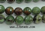 COP662 15.5 inches 8mm faceted round green opal gemstone beads