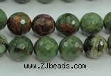 COP663 15.5 inches 10mm faceted round green opal gemstone beads