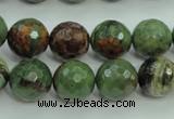 COP665 15.5 inches 14mm faceted round green opal gemstone beads