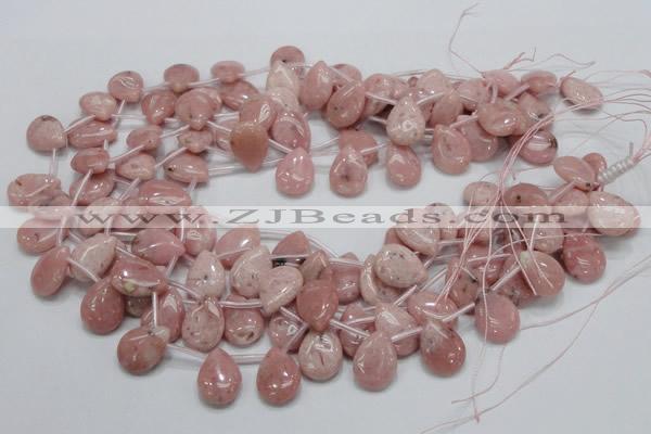 COP74 15.5 inches 13*18mm flat teardrop natural pink opal beads