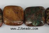 COP766 15.5 inches 25*25mm square green opal gemstone beads