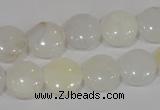 COP904 15.5 inches 12mm flat round natural white opal gemstone beads