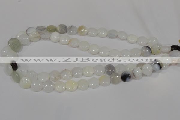 COP904 15.5 inches 12mm flat round natural white opal gemstone beads