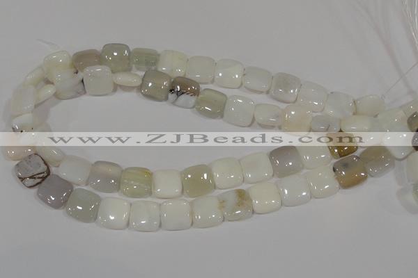 COP910 15.5 inches 14*14mm square natural white opal gemstone beads