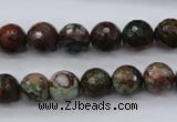 COP965 15.5 inches 14mm faceted round green opal gemstone beads