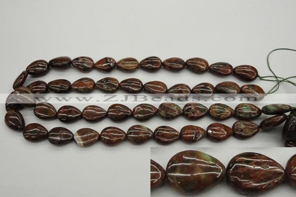 COP980 15.5 inches 13*18mm flat teardrop green opal gemstone beads