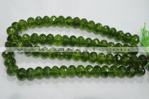 COQ103 15.5 inches 12*16mm faceted rondelle dyed olive quartz beads