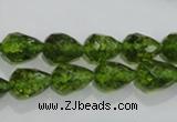 COQ108 15.5 inches 8*12mm faceted teardrop dyed olive quartz beads