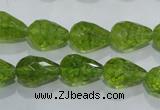 COQ109 15.5 inches 10*14mm faceted teardrop dyed olive quartz beads