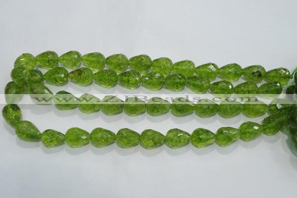 COQ111 15.5 inches 13*18mm faceted teardrop dyed olive quartz beads