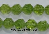 COQ117 15.5 inches 10mm faceted nuggets dyed olive quartz beads