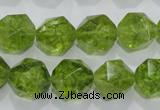 COQ118 15.5 inches 12mm faceted nuggets dyed olive quartz beads