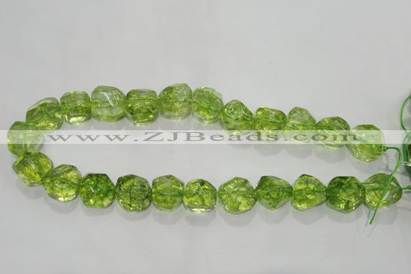 COQ125 15.5 inches 18mm nuggets dyed olive quartz beads
