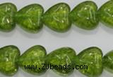 COQ33 15.5 inches 20*20mm heart dyed olive quartz beads wholesale