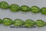 COQ40 15.5 inches 8*12mm flat teardrop dyed olive quartz beads