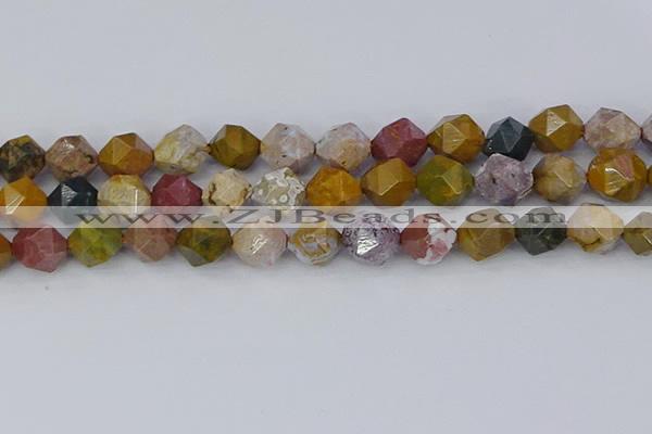 COS213 15.5 inches 12mm faceted nuggets ocean jasper beads
