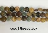 COS245 15.5 inches 14mm flat round ocean stone beads wholesale