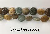 COS247 15.5 inches 18mm flat round ocean stone beads wholesale