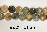 COS248 15.5 inches 20mm flat round ocean stone beads wholesale