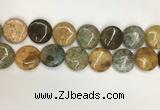 COS249 15.5 inches 25mm flat round ocean stone beads wholesale
