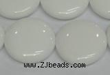 CPB100 15.5 inches 25mm flat round white porcelain beads wholesale