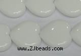 CPB106 15.5 inches 20*20mm heart white porcelain beads wholesale