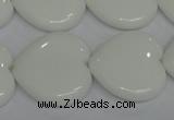 CPB107 15.5 inches 25*25mm heart white porcelain beads wholesale