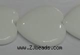 CPB109 15.5 inches 35*35mm heart white porcelain beads wholesale